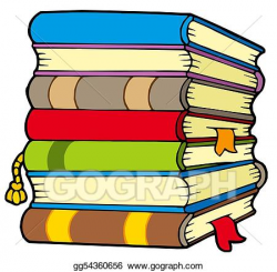 Drawing - Pile of books. Clipart Drawing gg54360656 - GoGraph