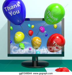 Stock Illustration - Thank you balloons coming from computer ...