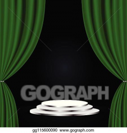 Vector Art - Green theatre curtain. Clipart Drawing ...