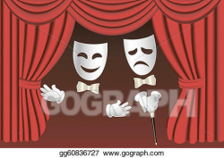 Clipart - Theatre masks and curtains. Stock Illustration ...