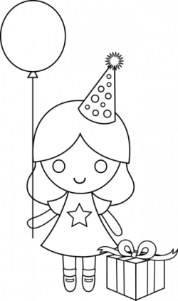 birthday drawing for kids | Birthday Girl Coloring Page - Free Clip ...