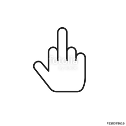 Middle finger icon vector, thin line outline style middle ...