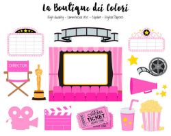 Pink Movie Theater Clip art, Cute Vector graphics - PNG ...