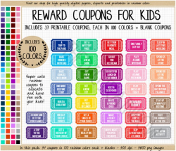 SALE REWARD COUPON clipart printable reward ticket rainbow blank coupon  kids activity diy coupon book homeschool printable teacher printable