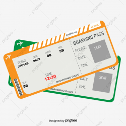 Simple Color Flight Ticket Boarding Pass, Color Clipart ...