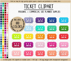 SALE 100 TICKET clipart rainbow movie ticket stickers circus clipart ticket  planner stickers admit one ticket printable Erin Condren Filofax