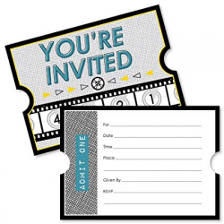 Movie - Shaped Fill-in Invitations - Hollywood Party Invitation Cards with  Envelopes - Set of 12