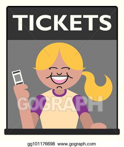 Vector Illustration - Cheery ticket seller. Stock Clip Art ...