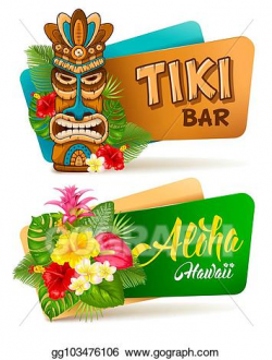 Vector Illustration - Aloha tiki bar banners set. EPS ...