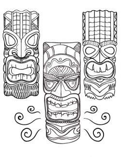 Coloring Pages | aly summer | Tiki mask, Hawaiian tiki, Tiki ...