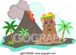 EPS Illustration - Tiki island with lava flow. Vector ...