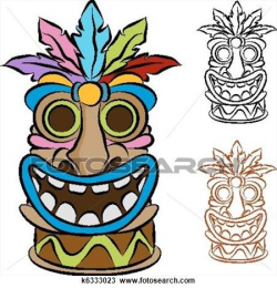 Wooden Tribal Tiki Idol Clipart | Tiki Party | Tiki mask ...