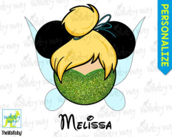 Tinkerbell Mickey Head Disney Printable Iron On Transfer or Use as Clip Art  - DIY Disney Shirts Matching Vacation Mickey Ears Download Tink