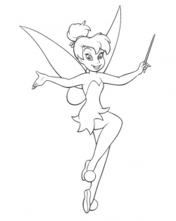 Tinkerbell and Magic Wand Coloring Page | Pictures ...