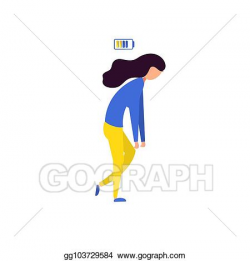 Vector Art - Tired sad worker woman character has no energy ...
