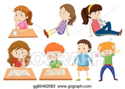 Vector Art - Boy and girl being tired. EPS clipart ...