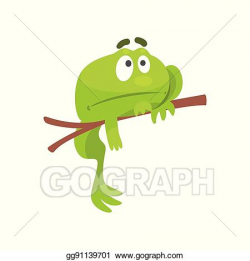 Vector Stock - Sad green frog funny character hanging from ...