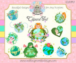 Pin by WALKING MOMBIE DESIGN on CUTE CLIPART | Earth day ...