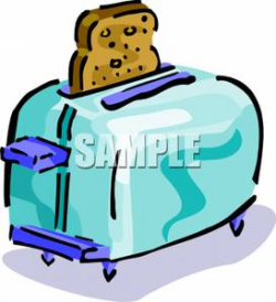 A Slice of Toast In a Toaster - Royalty Free Clipart Picture
