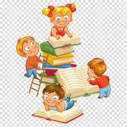 Four children reading books , Library Child Nati per Leggere ...
