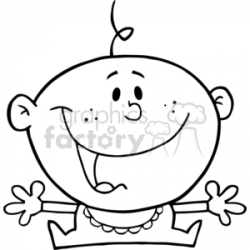 black and white cartoon toddler clipart. Royalty-free clipart # 383620