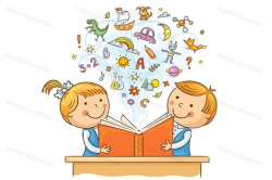 Children Reading a Book Together. Education clipart, Children reading,  teaching clipart, school clipart, schoolchildren, schoolboy, girl