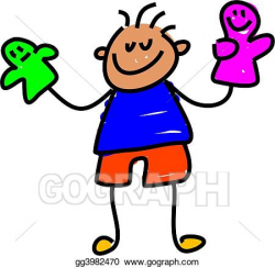 Drawing - Puppet kid. Clipart Drawing gg3982470 - GoGraph