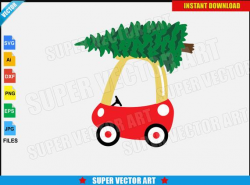 Kid's Car with Christmas Tree Clipart (SVG dxf png) Cozy Coupe Small Toy  Ride Cut File Vector T-Shirt Toddler Baby Boy Girl Design Decal DIY