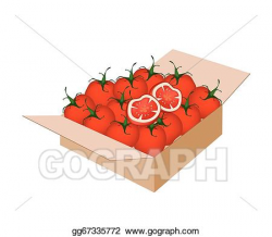 Clip Art Vector - Fresh red tomatoes in a shipping box ...