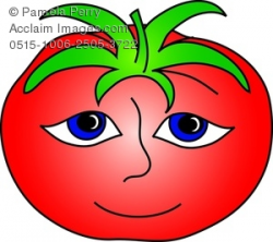 Clip Art Image of a Cartoon Tomato With a Face