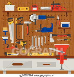 Vector Clipart - Work tools wall composition. Vector ...