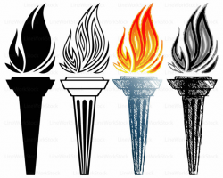 Burning torch svg/clipart/torch svg/burning silhouette/torch cricut ...