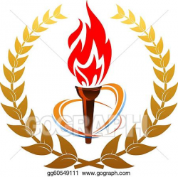 Vector Art - Flaming torch in laurel wreath. Clipart Drawing ...