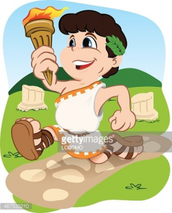 Greek Child Carrying Olympic Torch Sports premium clipart ...