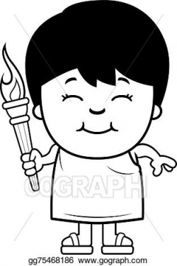 Vector Illustration - Cartoon boy olympic torch. EPS Clipart ...