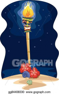 Vector Clipart - Tiki torch hawaiian nighttime. Vector ...