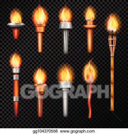 Vector Illustration - Fire torch realistic set. EPS Clipart ...
