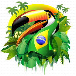 Toco Toucan with Brazil Flag by Bluedarkat | GraphicRiver