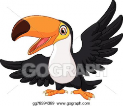 Vector Art - Cartoon happy bird toucan. Clipart Drawing ...