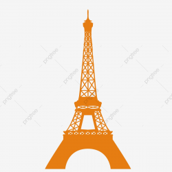 Cartoon Yellow Eiffel Tower Paper Cut Element, Chinese Style ...