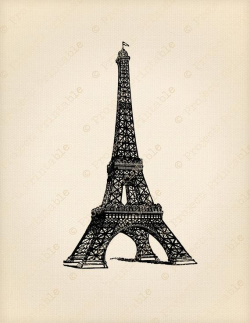 Instant Download Printable - EIFFEL tower PARIS clipart France French  graphics - Digital Fabric Image Transfer Scrapbooking Card