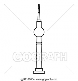 Drawing - Berlin tv tower icon, outline style. Clipart ...