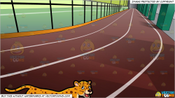 A Cheetah and Indoor Running Track Background