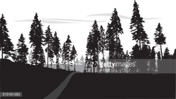 A vector silhouette illustration of a trail leading through ...