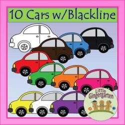 Car Transportation Clipart ~ 10 Images PLUS Blackline Master