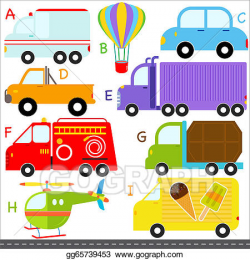 EPS Vector - Alphabet letters a-i, car, vehicles ...