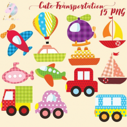 Cute transportation, transport clipart, air transportation, kawaii vehicle,  nursery decor car, baby hot air balloon, cute cars clip art, kid