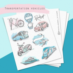 Transportation stickers, Travel stickers, Vehicles clipart, Car stickers,  Transportation theme, Printable stickers, bus, scooter, bicycle