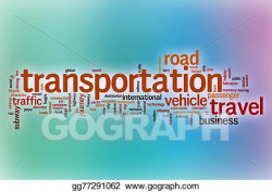 Drawing - Transportation word cloud with abstract background ...