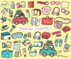 Roadtrip Clipart, Vacation Clipart, Driving Clipart, Traveling Clipart,  Travel Illustrations, Roadtrip Stickers, Instant Download, Daytrip